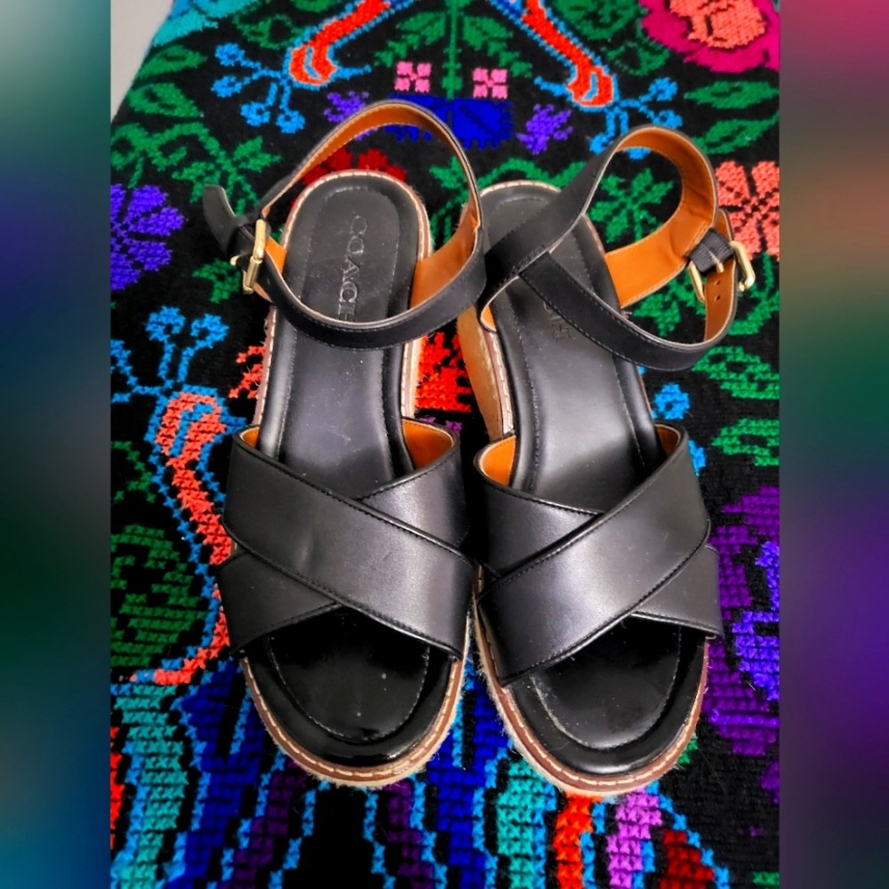 Leather Espadrilles wedges